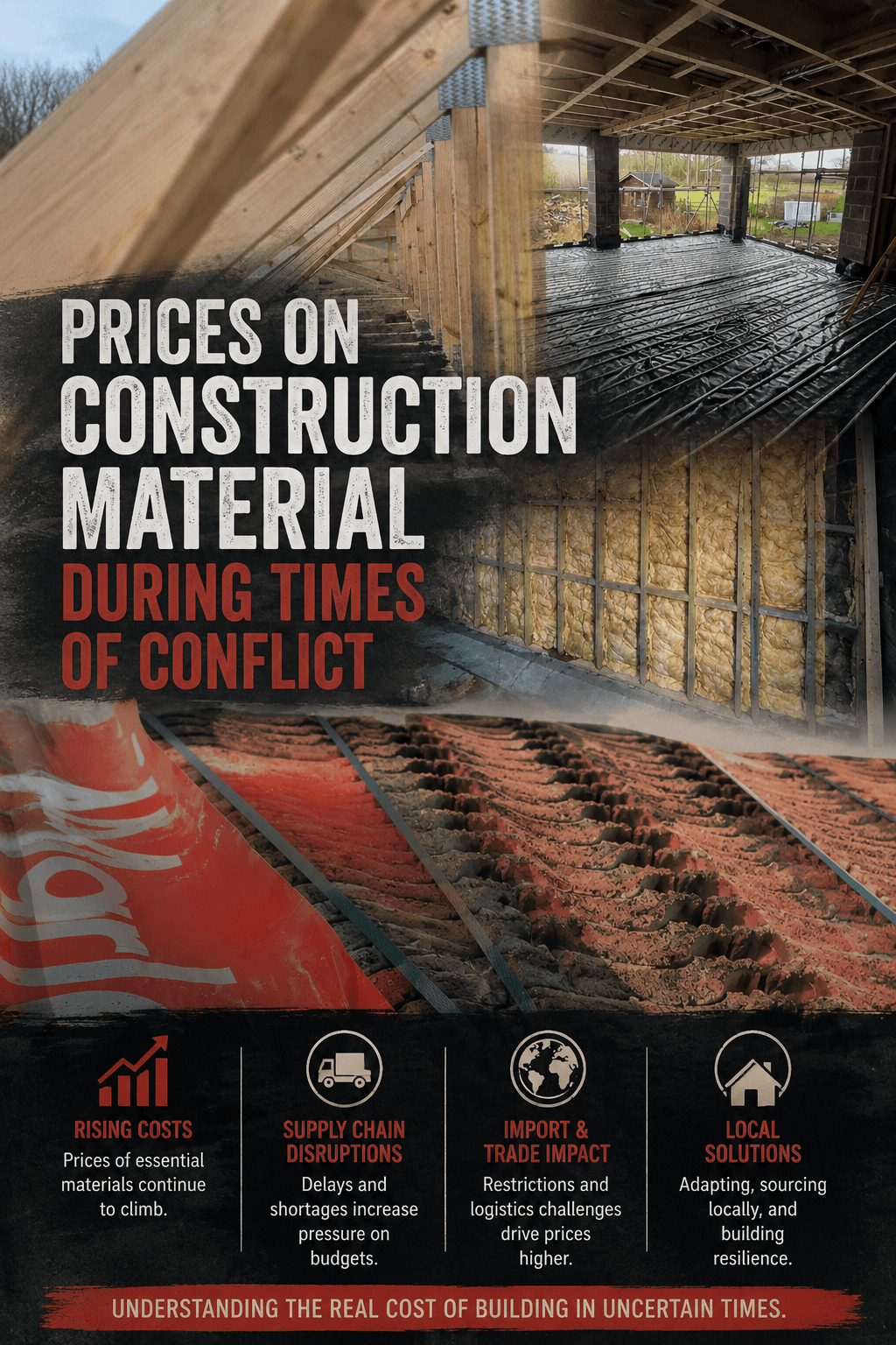 Illustration for global conflict and construction supply chains